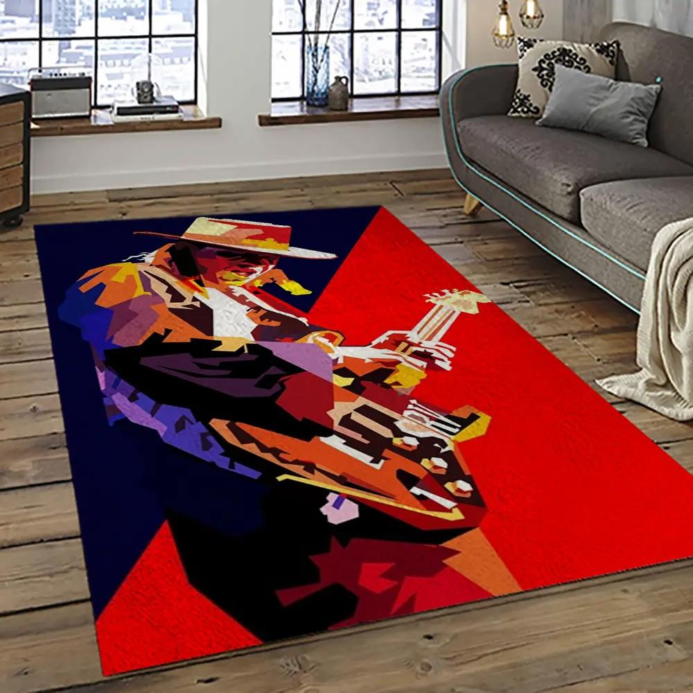 Singer stevie ray vaughan music carpet rectangle area rug for living room bedroom decor srv10 Rectangle Rug