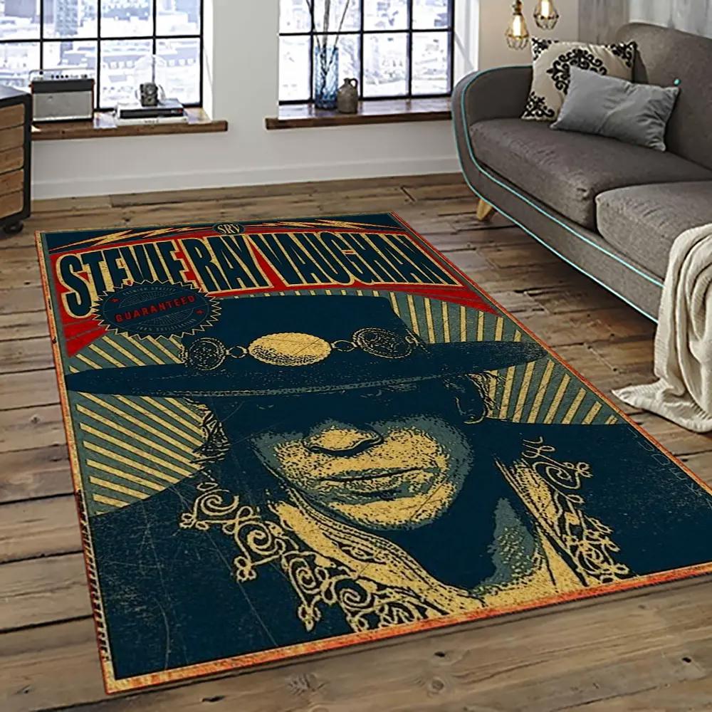 Singer stevie ray vaughan music carpet rectangle area rug for living room bedroom decor srv46 Rectangle Rug
