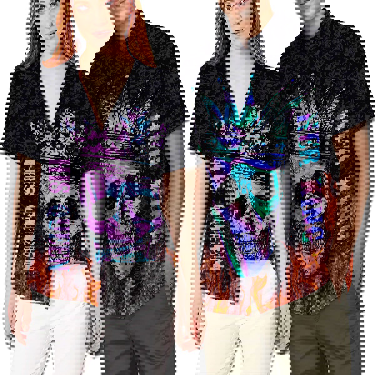 Skull her king his queen matching hawaiian shirt Hawaii Shirt Shorts & Flip Flops