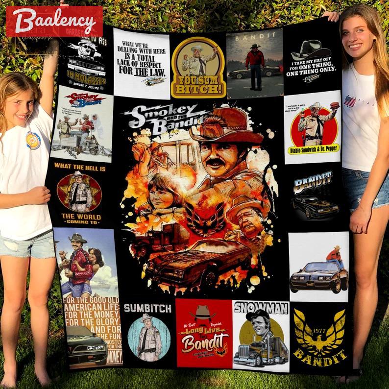 Smokey and the bandit movie fleece blanket, mink sherpa blanket, smokey and the bandit blanket, road action movie quilt, bandit blanket Quilt Blanket