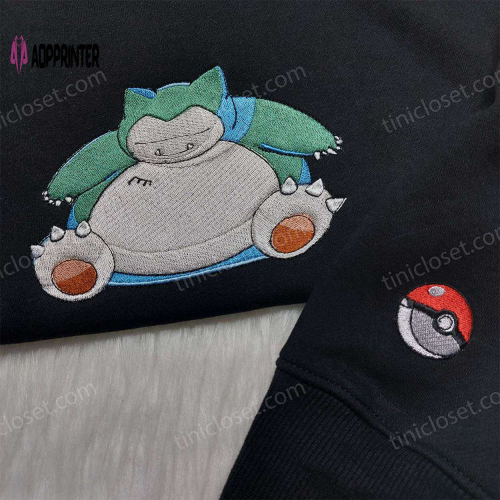 Snorlax pokemon embroidered shirt hoodie & sweatshirt – anime inspired apparel Embroidered Shirt