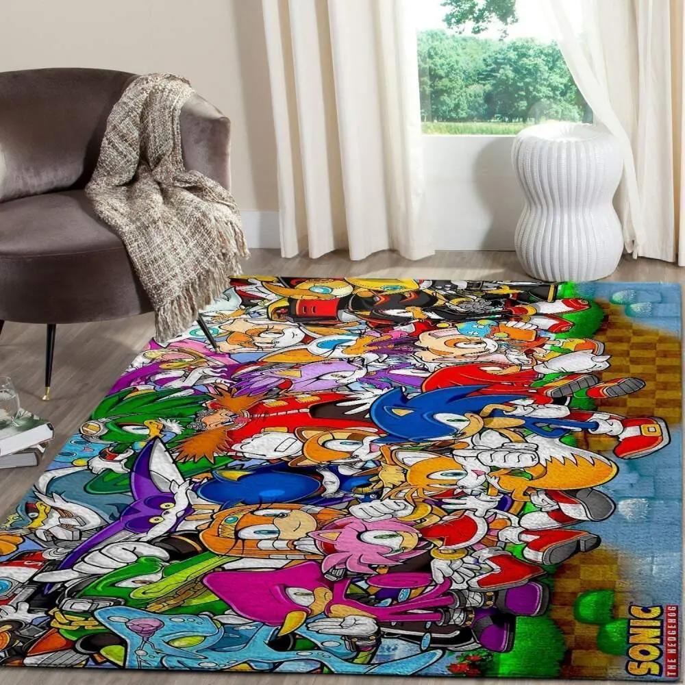 Sonic the hedgehog area rug gaming carpet gamer living room rugs rug regtangle carpet floor decor home decor v957 Rectangle Rug