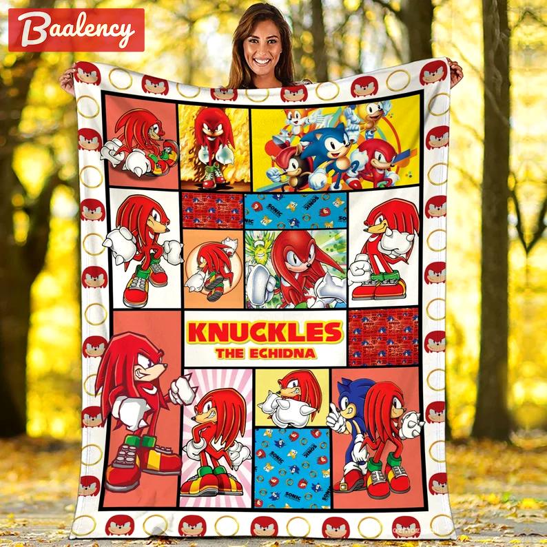 Sonic the hedgehog fleece blanket, sonic blanket, knuckles the echidna blanket, birthday gifts for kids, christmas gifts Quilt Blanket