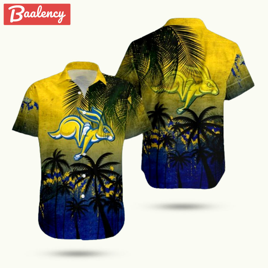 South dakota state jackrabbits coconut tree tropical grunge hawaiian shirt Hawaii Shirt Shorts & Flip Flops