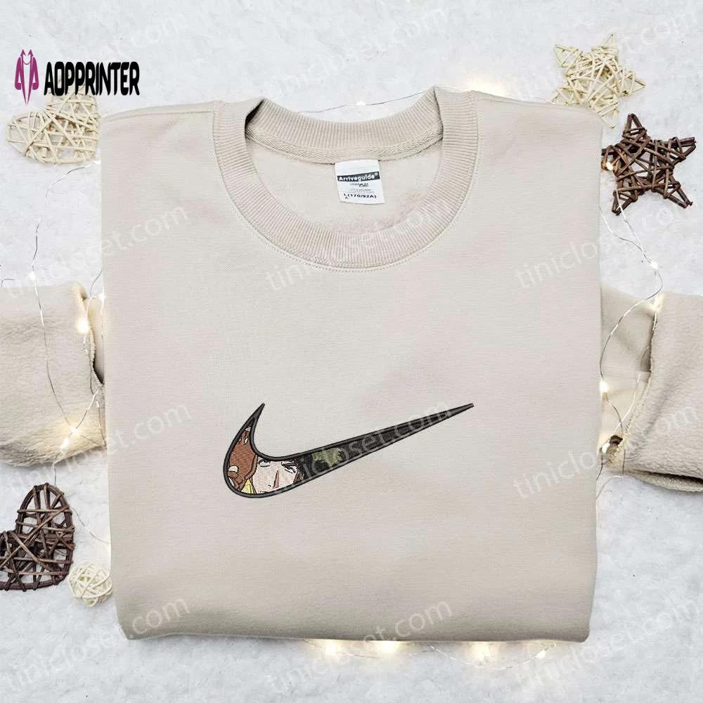 Spike spiegel x swoosh anime embroidered sweatshirt – cowboy bebop & nike inspired shirt Embroidered Shirt