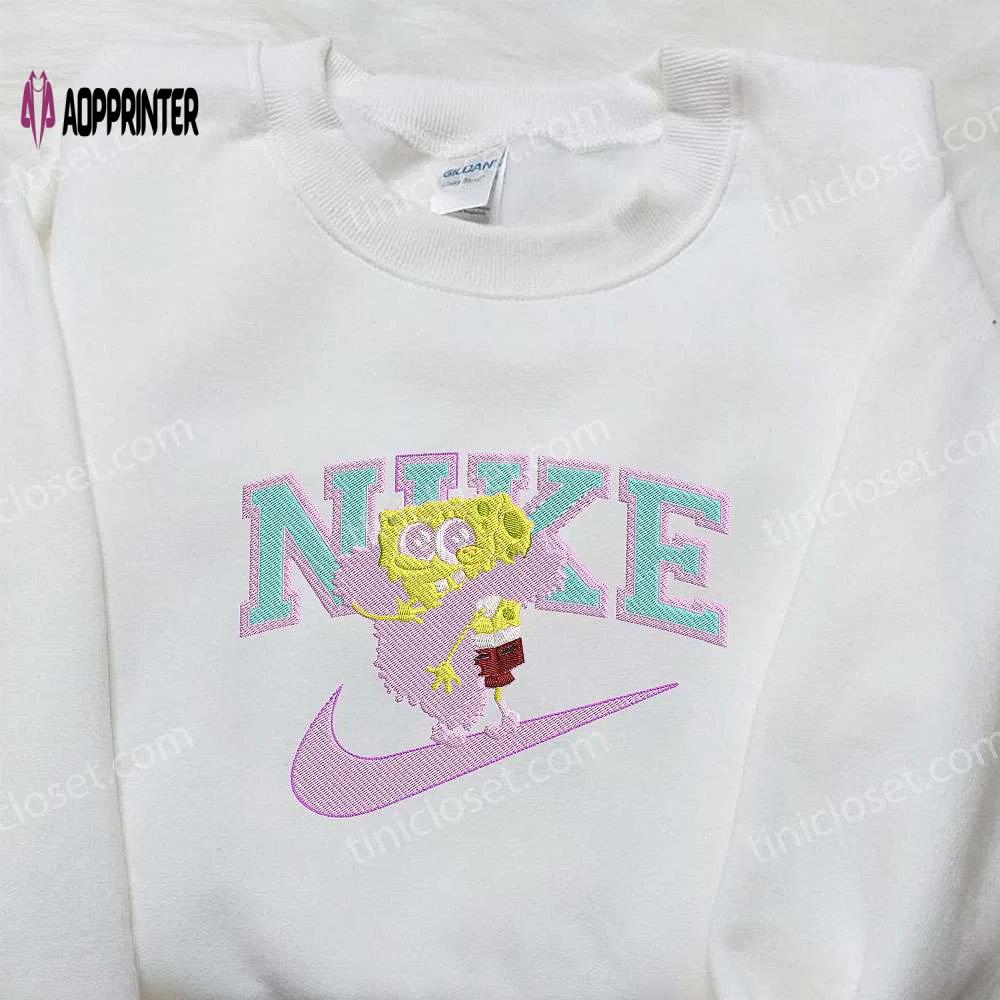 Spongebob squarepants x nike embroidered sweatshirt – cartoon shirt nike inspired Embroidered Shirt