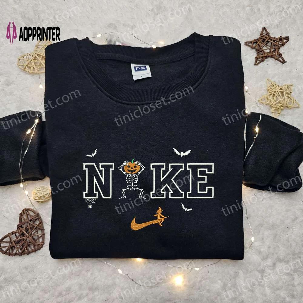 Spooky style: skeleton dance x nike embroidered hoodie & shirt – best halloween gift ideas Embroidered Shirt