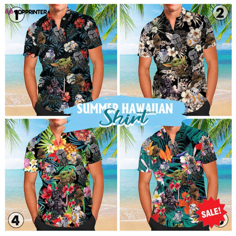 Star wars floral aloha hawaiian button down shirt Hawaii Shirt