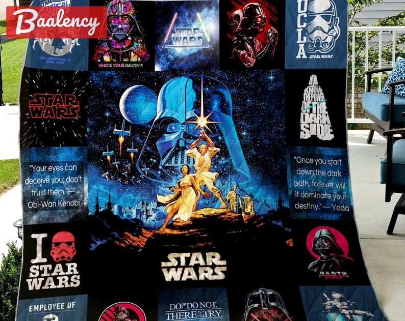 Starwars fleece blanket, darth vader luke skywalker leia , starwars quotes, starwars fan gifts, christmas gifts, birthday gifts Quilt Blanket