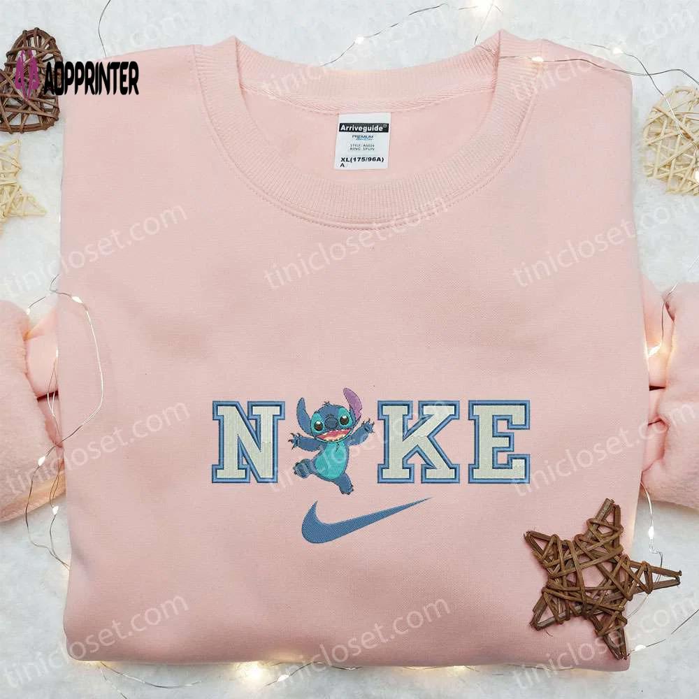 Stitch happy x nike embroidered sweatshirt: the best lilo and stitch disney gift Embroidered Shirt