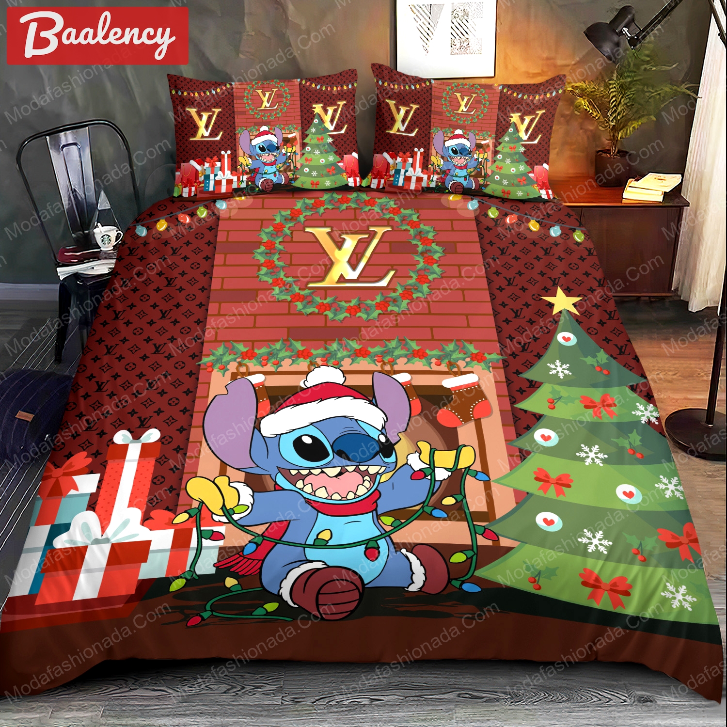 Stitch louis vuitton christmas bedding sets home decoration Bedding Sets