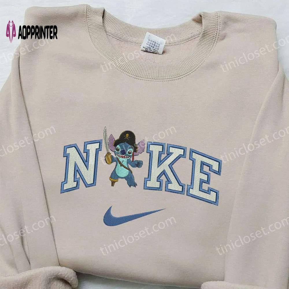 Stitch pirate x nike embroidered sweatshirt: lilo and stitch shirt nike inspired design Embroidered Shirt