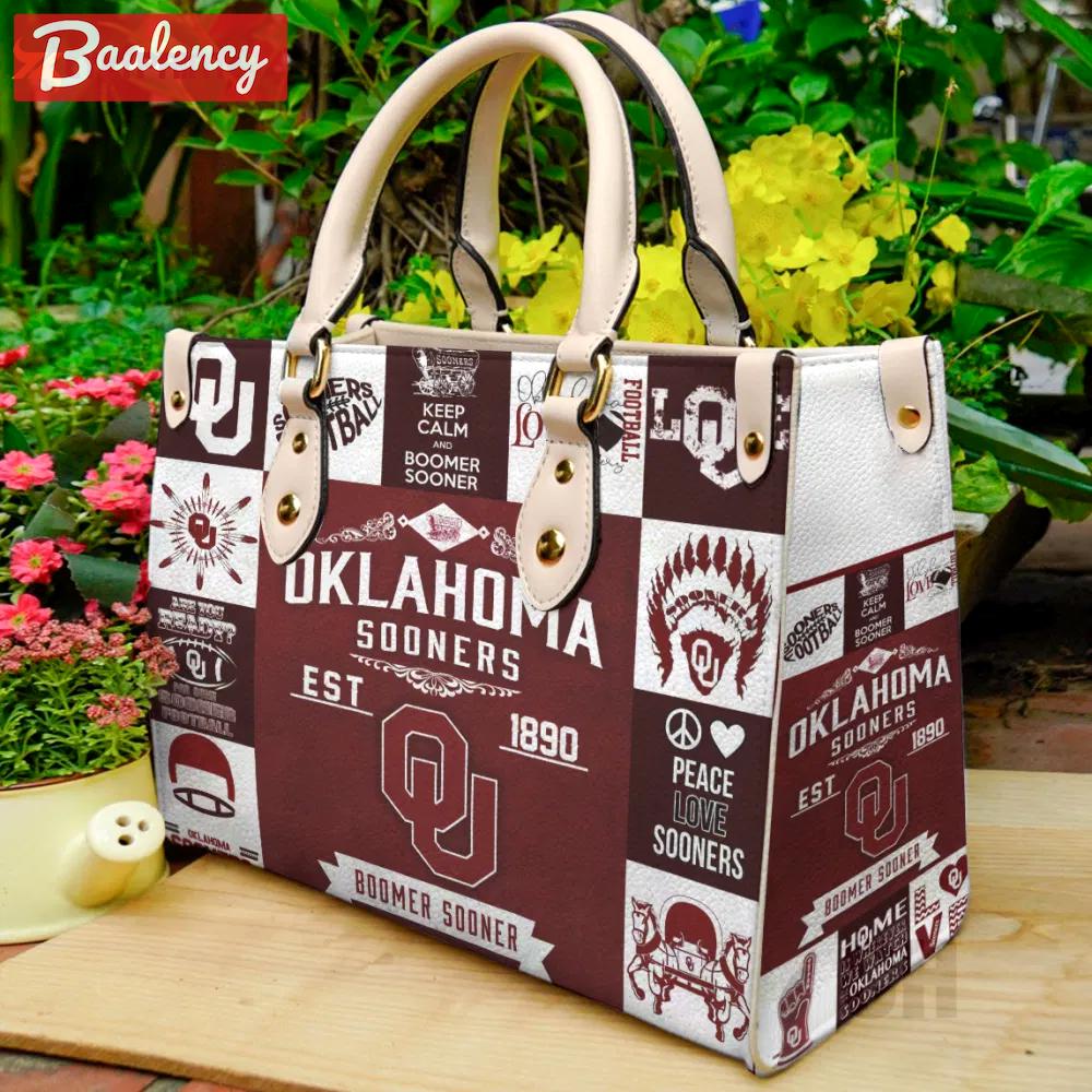 Stylish oklahoma sooners leather hand bag gift for women’s day: perfect women s day gift 268 Women Leather Hand Bag