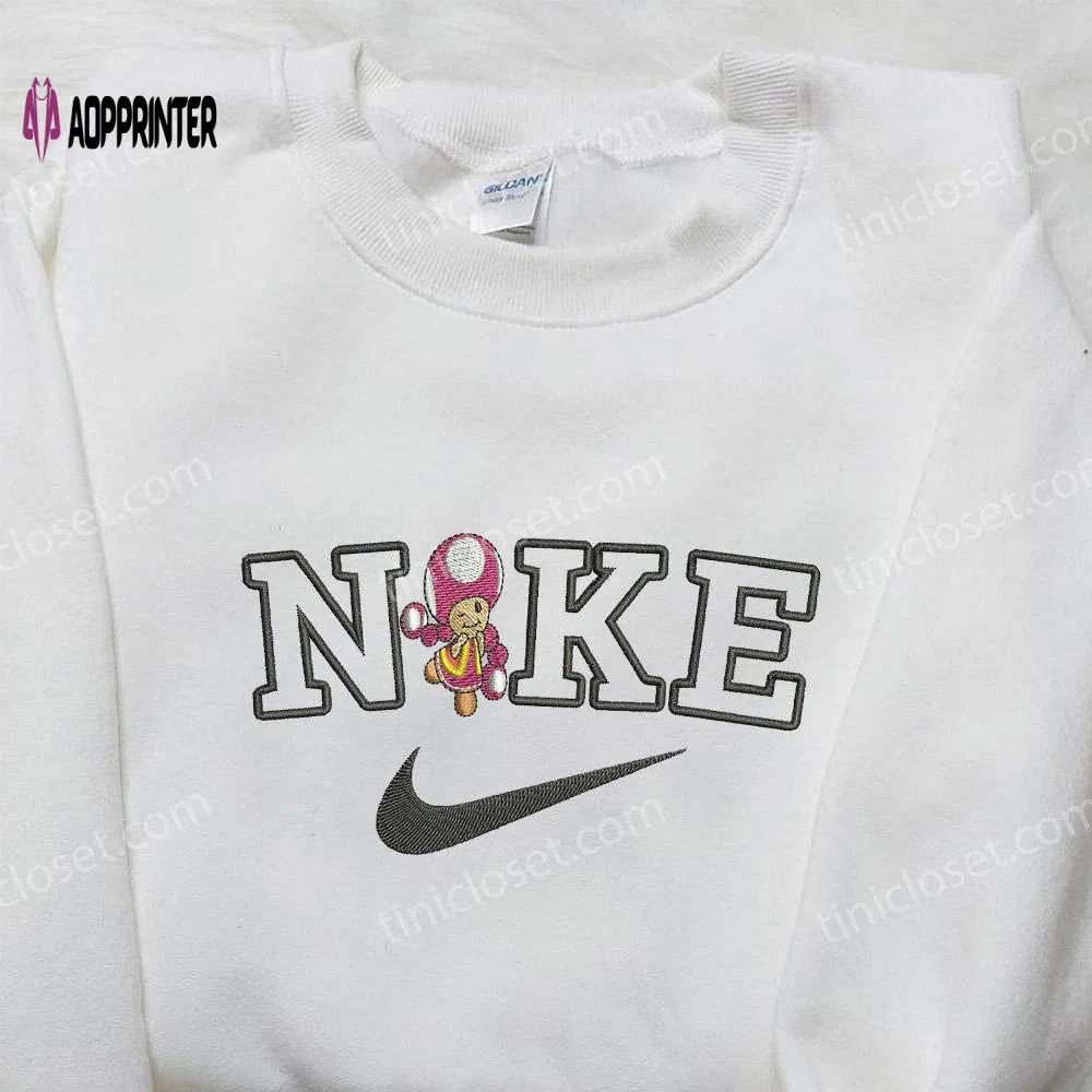 Super mario nike embroidered hoodie & shirt: toadette collaboration – get the ultimate nintendo inspired fashion! Embroidered Shirt