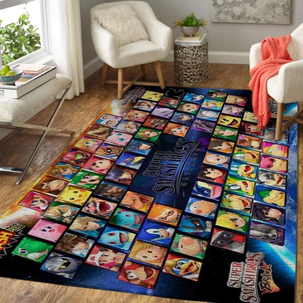 Super smash bros. area rug nintendo video game carpet gamer living room rugs rug regtangle carpet floor decor home decor v3957 Rectangle Rug