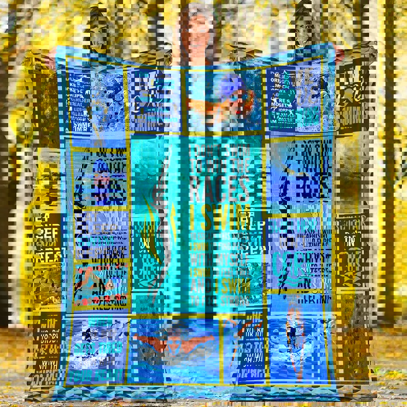 Swimming swim swimmer fleece blanket quilt Quilt Blanket