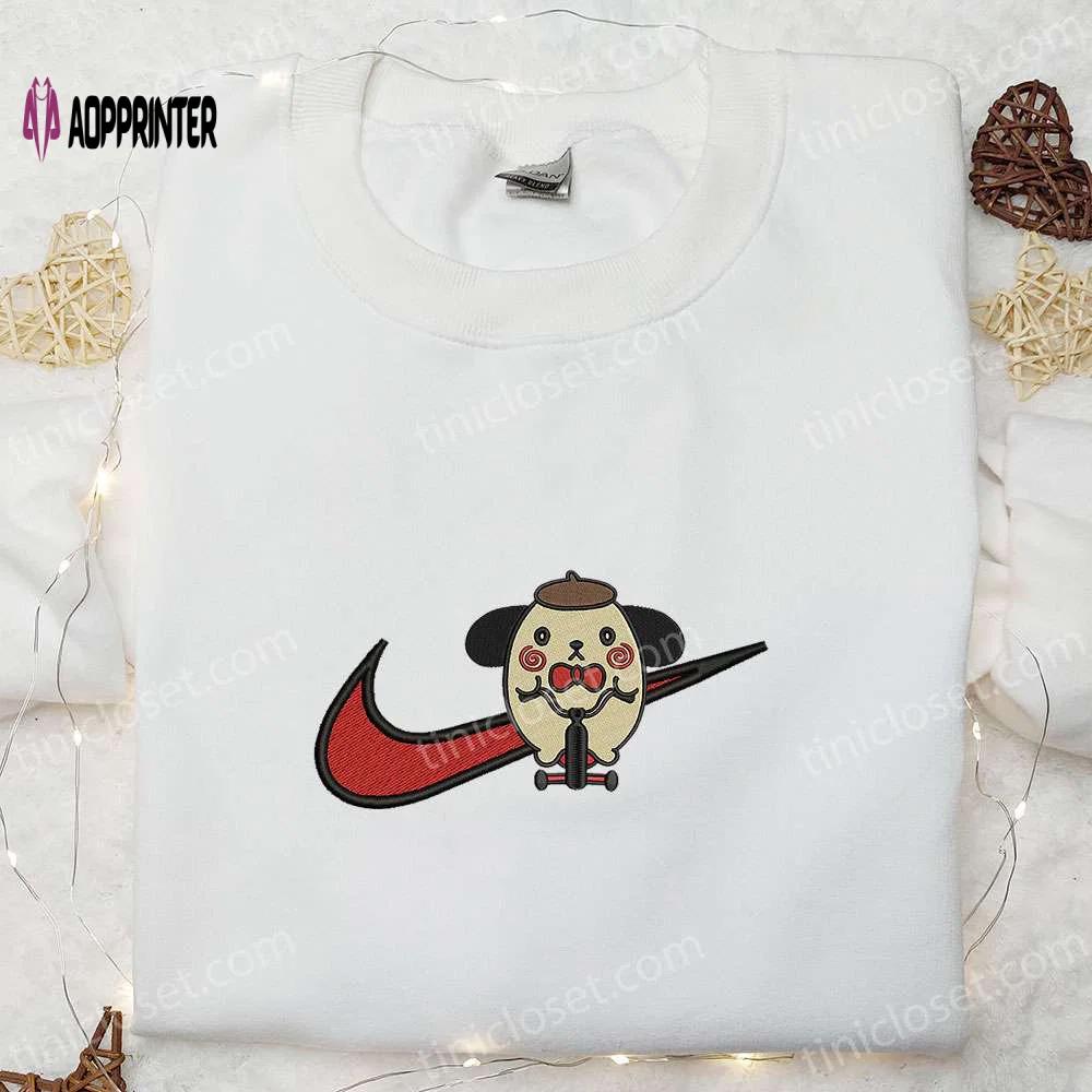 Swoosh x pompompurin jigsaw embroidered sweatshirt nike inspired shirt funny horror halloween t-shirt Embroidered Shirt
