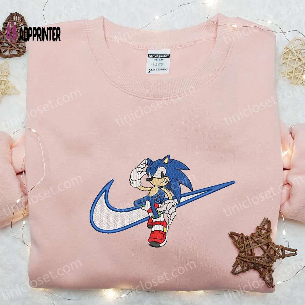 Swoosh x sonic movie embroidered sweatshirt hoodie & t-shirt – custom nike collection Embroidered Shirt