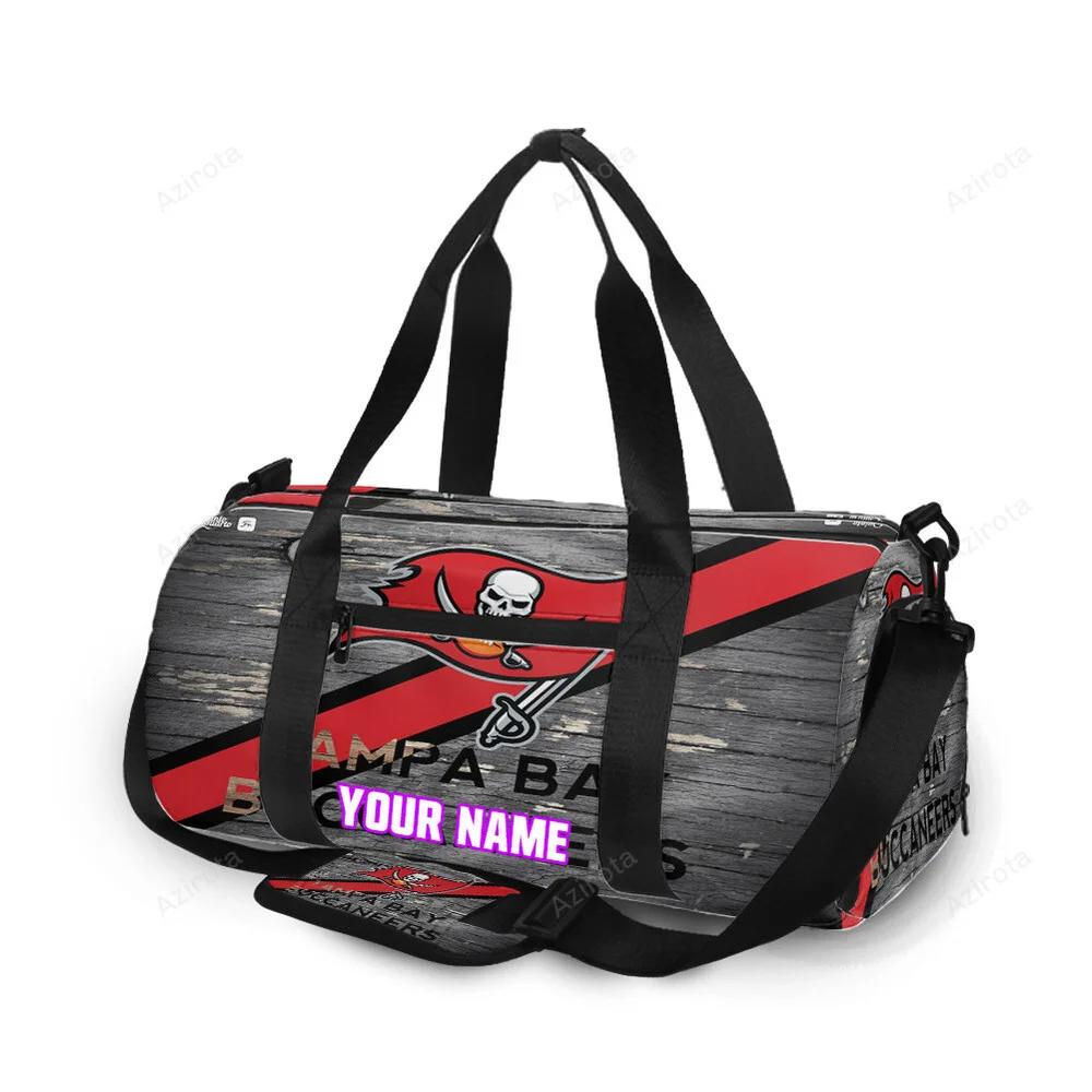 Tampa bay buccaneers emblem wooden v15 personalized name travel bag gym bag 2556 Travel Bag