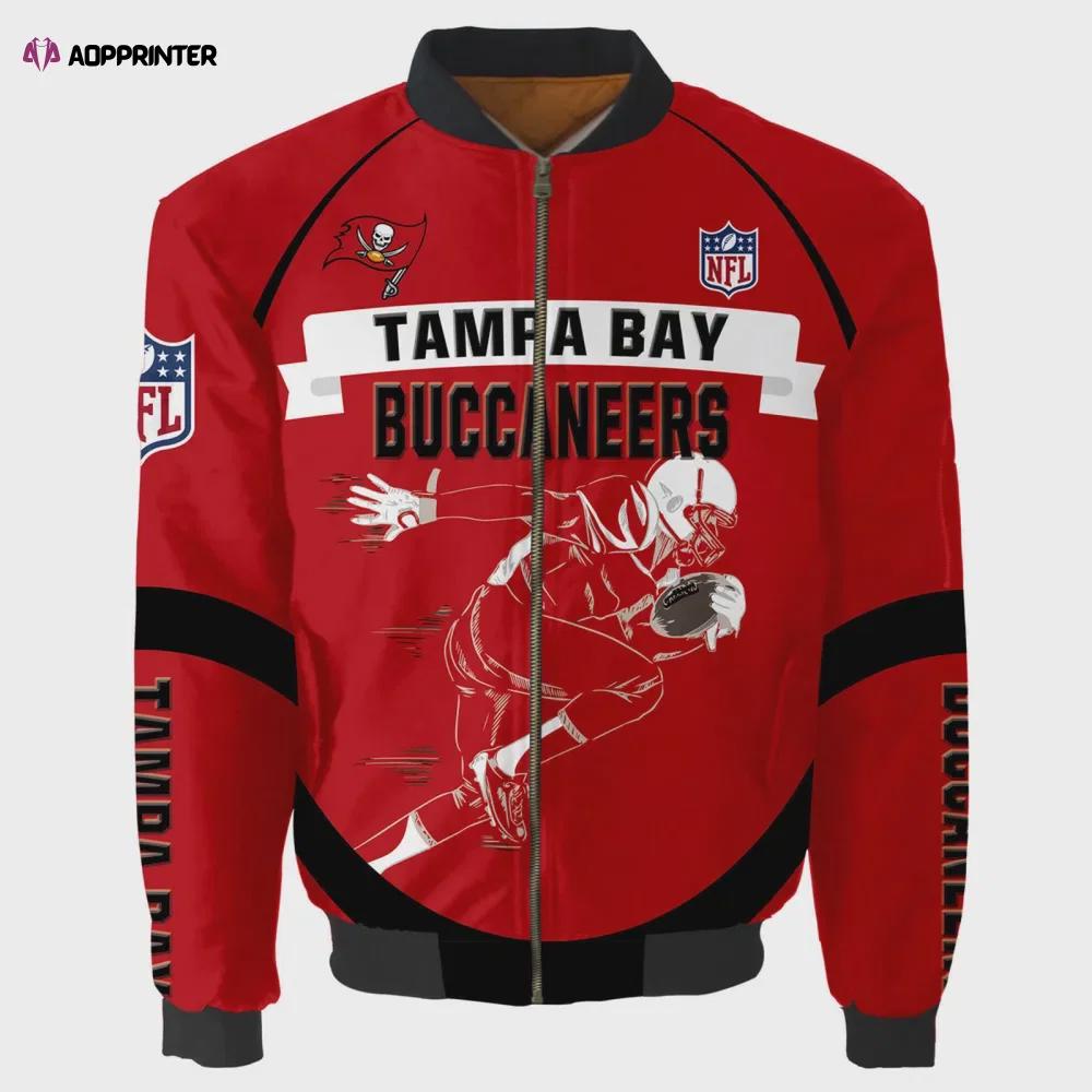 Tampa bay buccaneers logo pattern bomber jacket – red Bomber Jacket