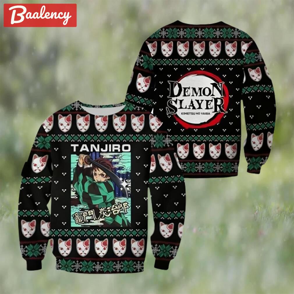 Tanjiro kamado ugly christmas sweater demon slayer anime xmas Christmas Ugly Sweater