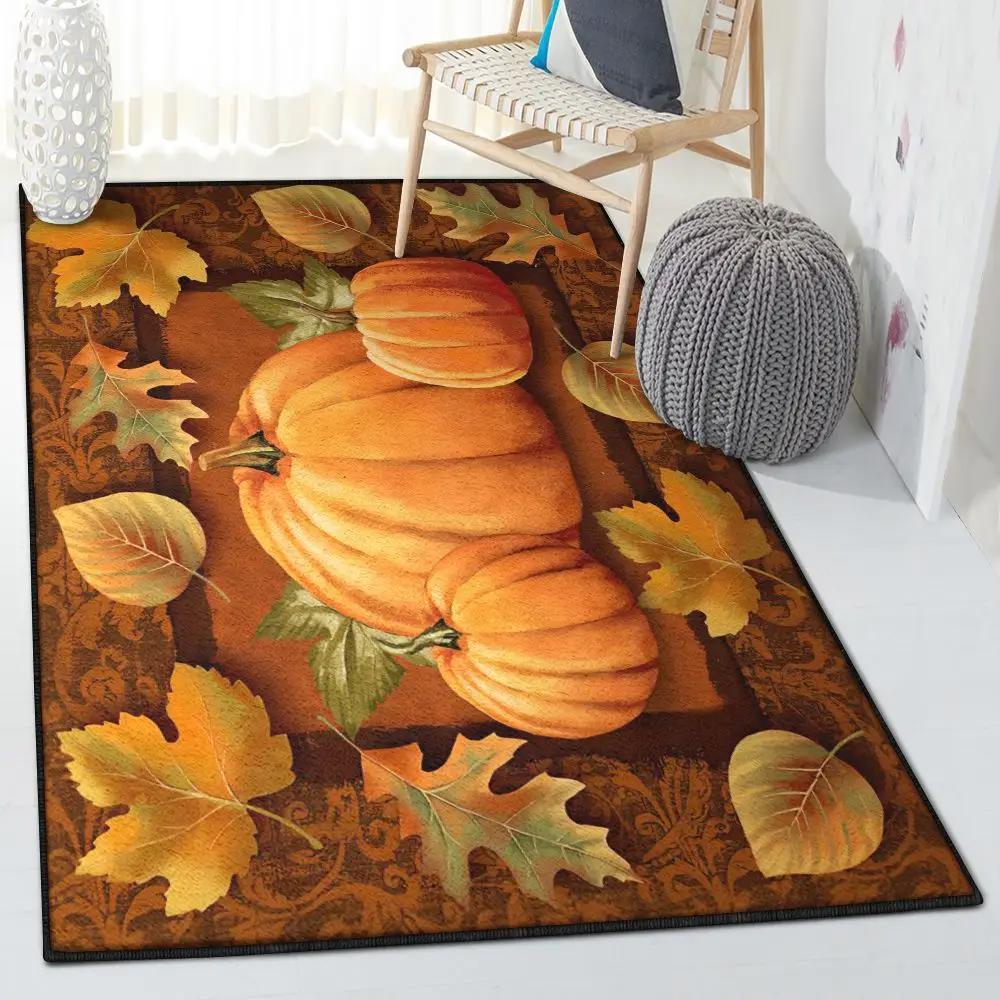 Thanksgiving pumpkin living room rugs, pumpkin rug Rectangle Rug