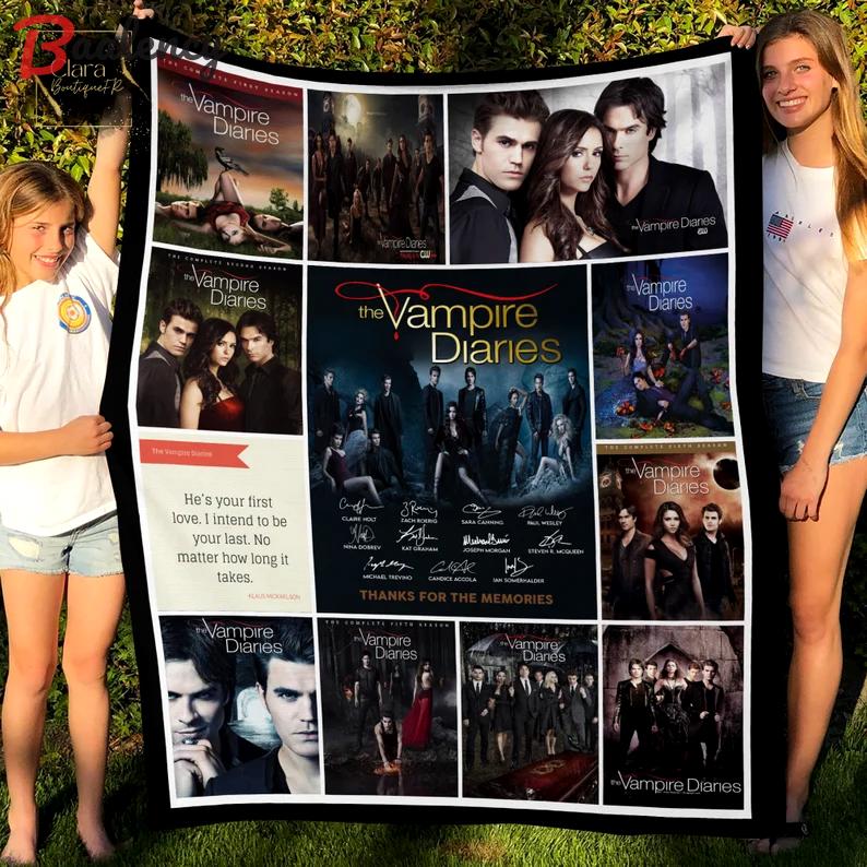 The vampire diaries tv series fleece blanket, mink sherpa blanket, vampire blanket, the vampire diaries movie quilt, movie blanket Quilt Blanket