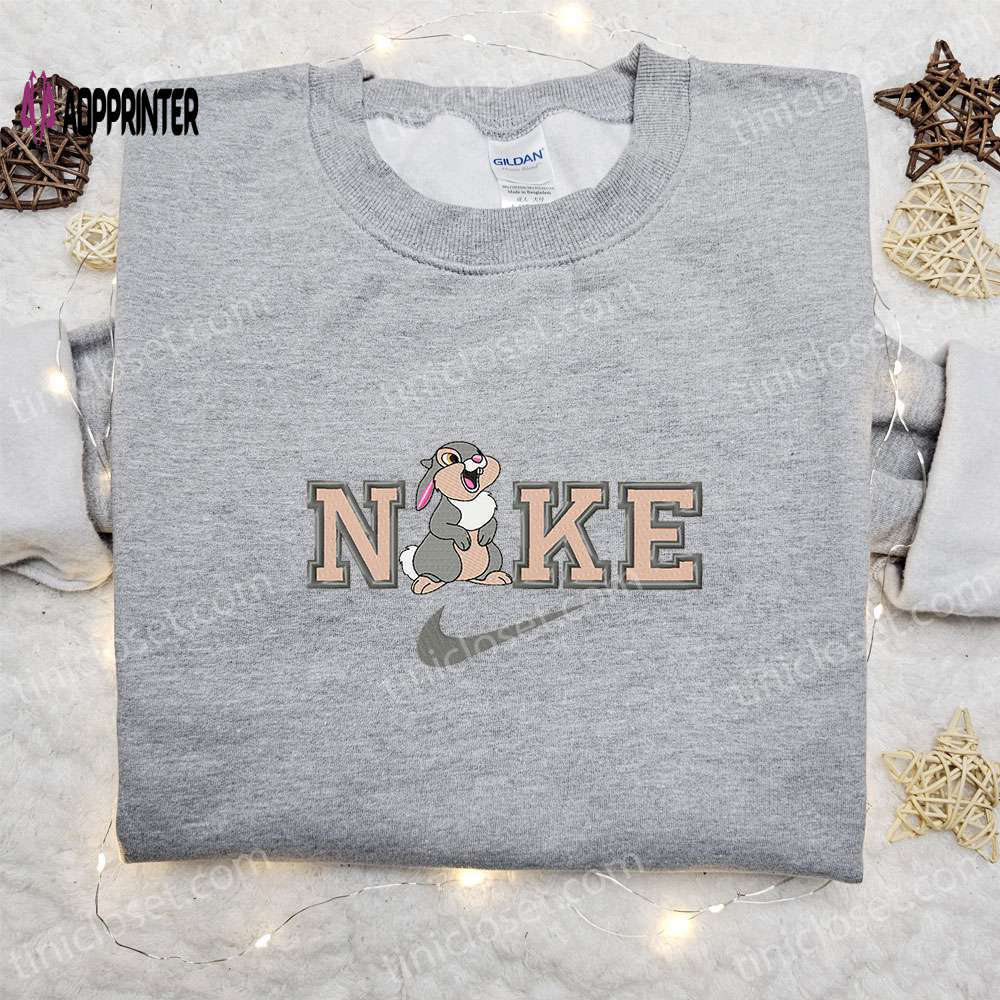 Thumper bambi x nike embroidered shirt: disney cartoon & custom nike design Embroidered Shirt