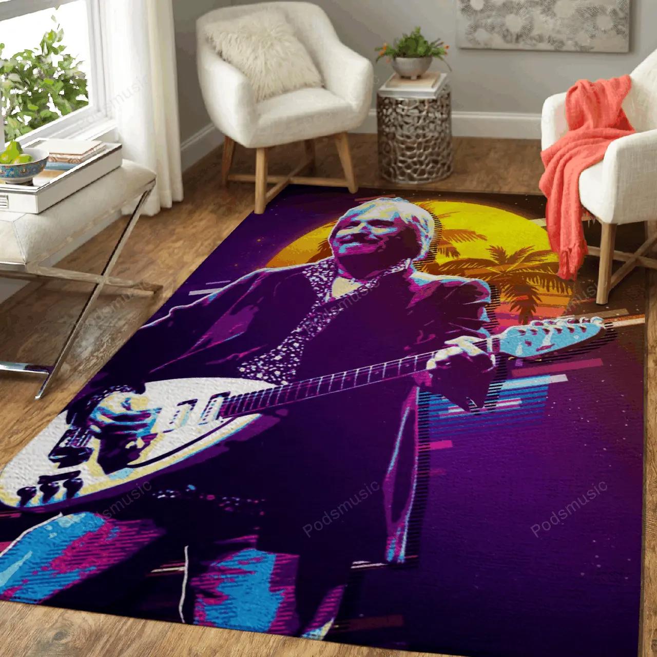 Tom petty artwork music synthwave 80s art for fans area rug living room carpet rug regtangle carpet floor decor home decor Rectangle Rug