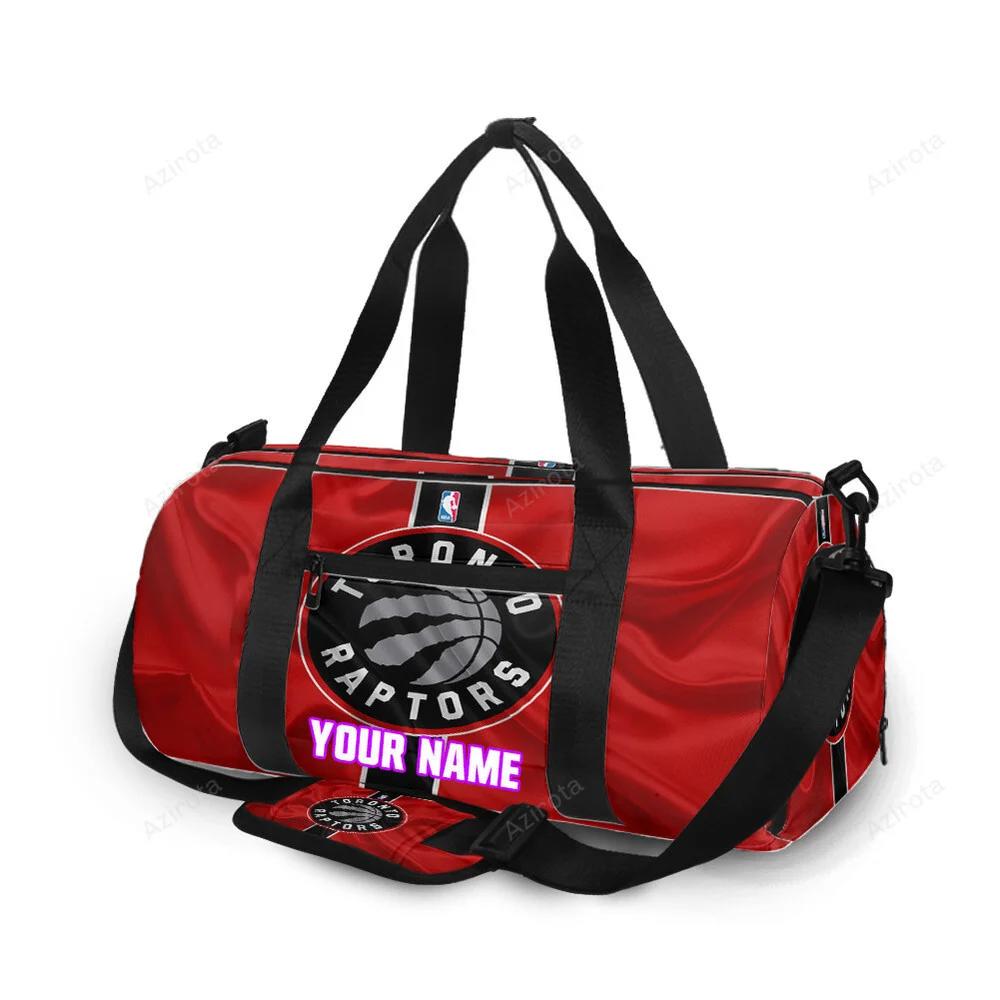 Toronto raptors red black silk personalized name travel bag gym bag 2526 Travel Bag