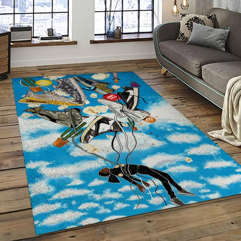 Travis scott rapper hiphop music retangle carpet area rug home decor best gift for fan and friends tst8 Rectangle Rug