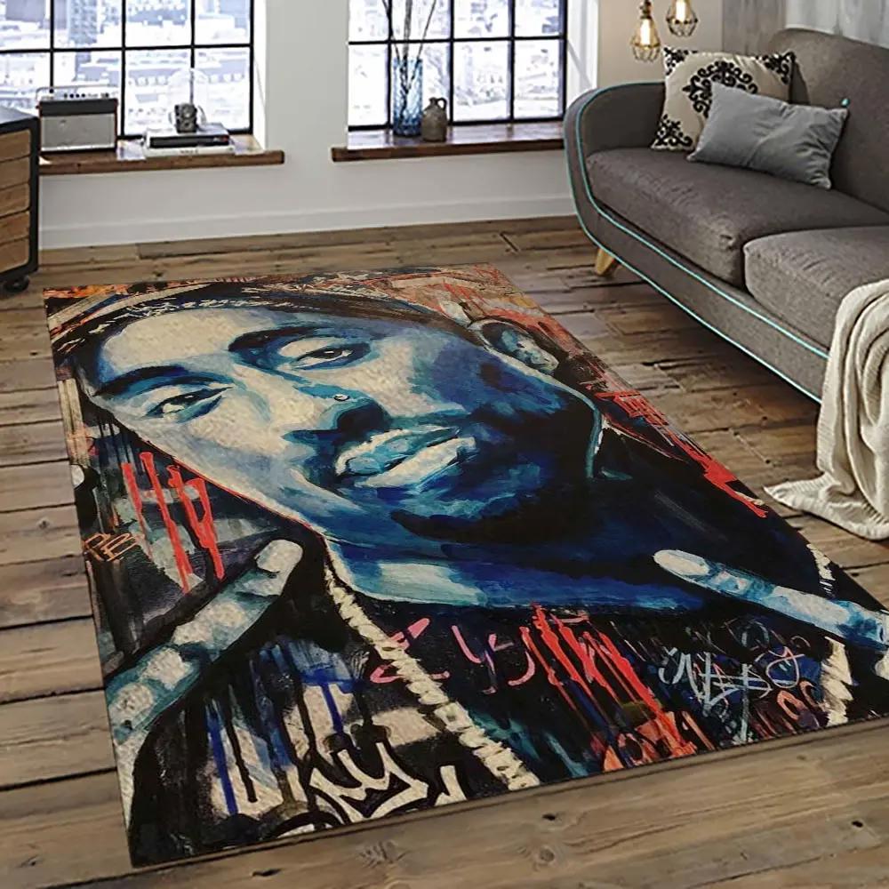 Tupac shakur rapper hiphop music rap carpet area rug home decor gift for fans gift for friends ts40 Rectangle Rug