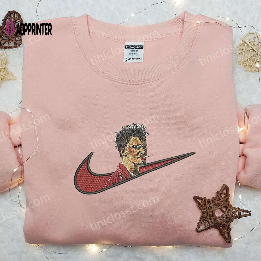 Tyler durden x nike swoosh embroidered hoodie & shirts: movie-inspired nike collection Embroidered Shirt