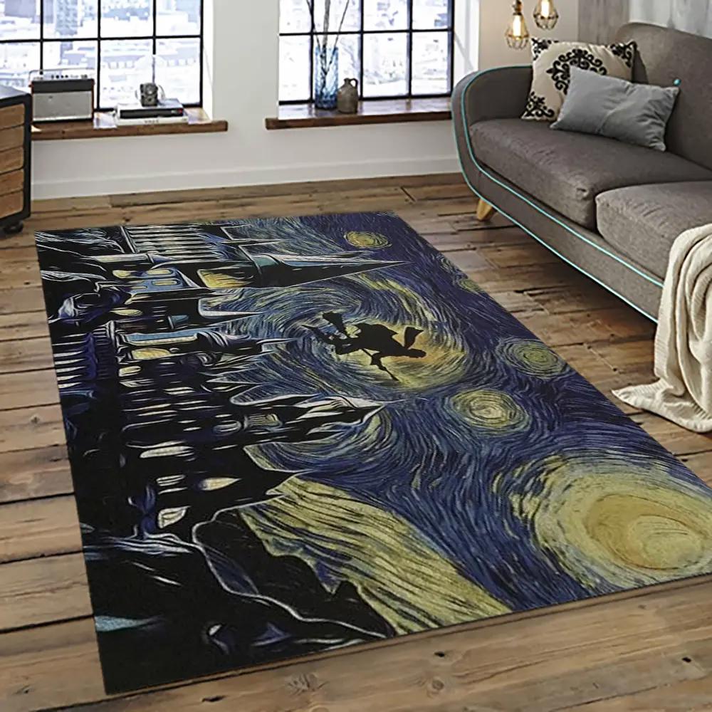 Van gogh starry night harry potter cartoon movie carpet rectangle area rug for room decor vhp16 Rectangle Rug