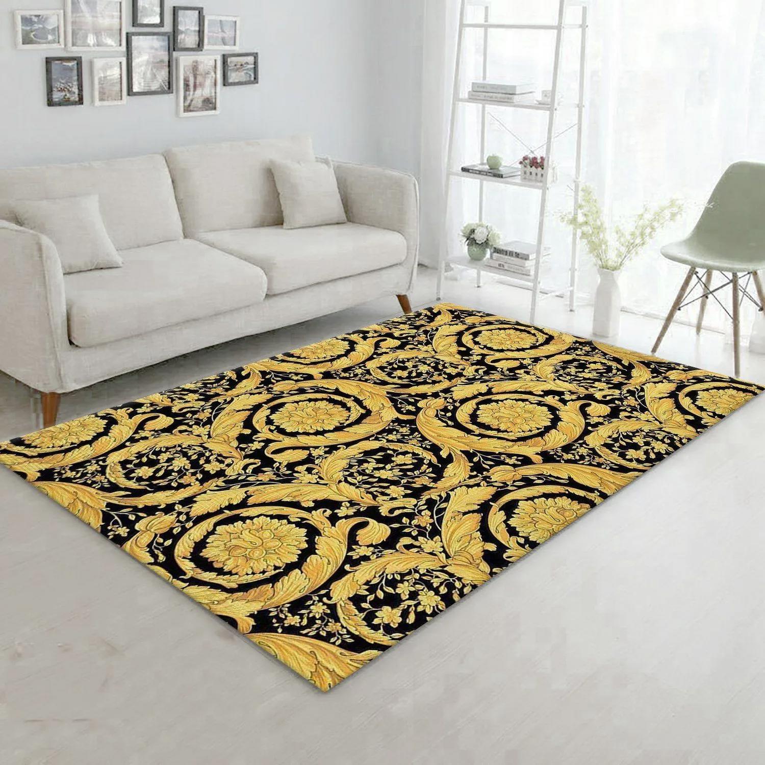 Versace logo type 132. Upgrade Your Living Room with Luxury Home Decor: Area Carpets, Floor Decor, Door Mats, and Hot Gift Items with style a High-End Fashion Brand Rectangle Rug