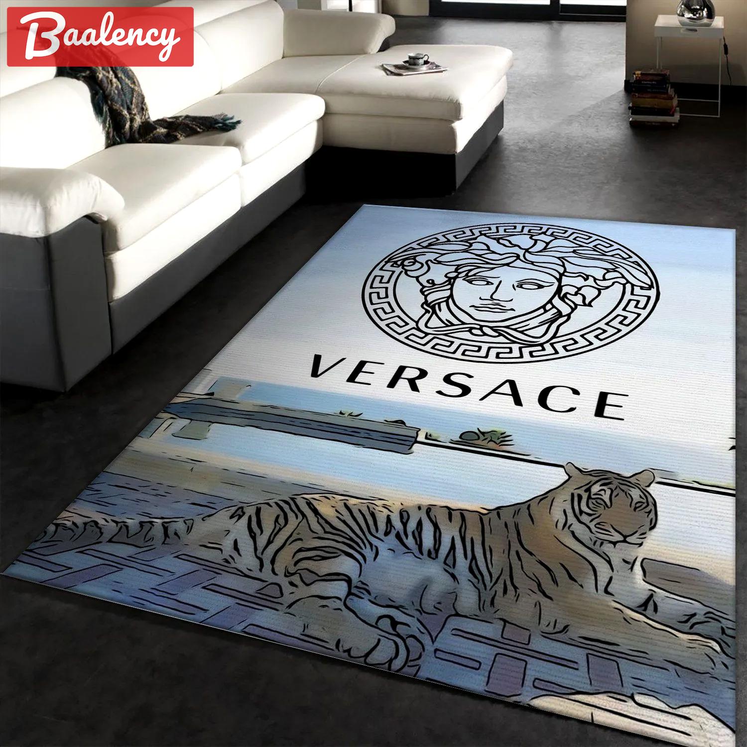 Versace logo type 844. Upgrade Your Living Room with Luxury Home Decor: Area Carpets, Floor Decor, Door Mats, and Hot Gift Items with style a High-End Fashion Brand Rectangle Rug