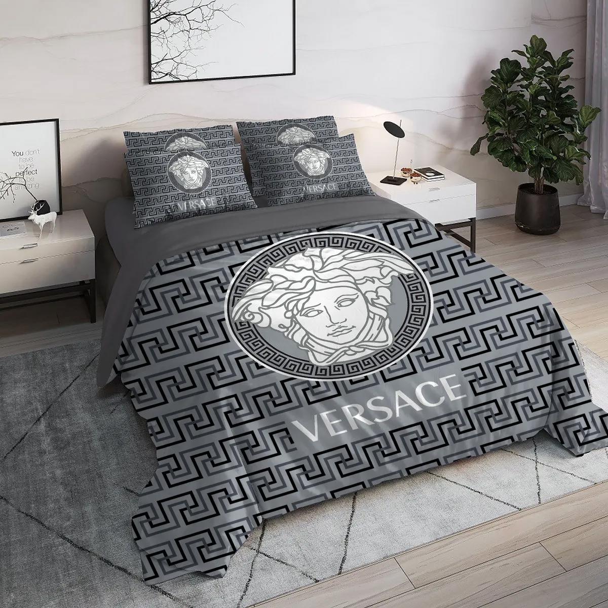 Versace medusa grey luxury brand high end premium bedding set home decor Bedding Sets