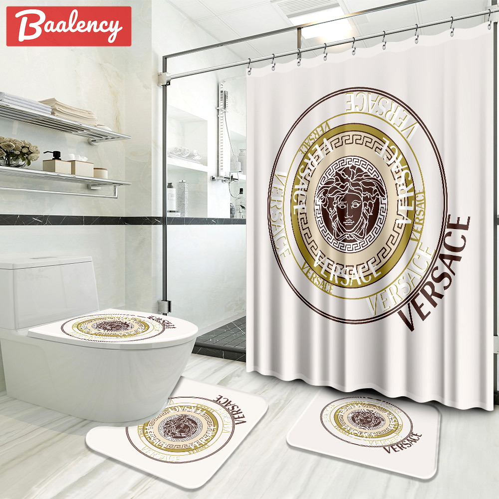 Versace white bathroom set hypebeast home decor luxury fashion brand bath mat Bathroom Set