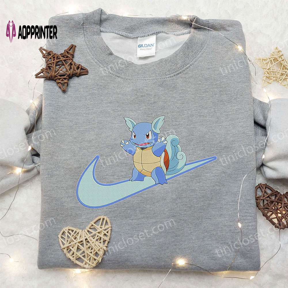 Wartortle x nike anime hoodie & embroidered shirts: pokemon & nike inspired apparel Embroidered Shirt