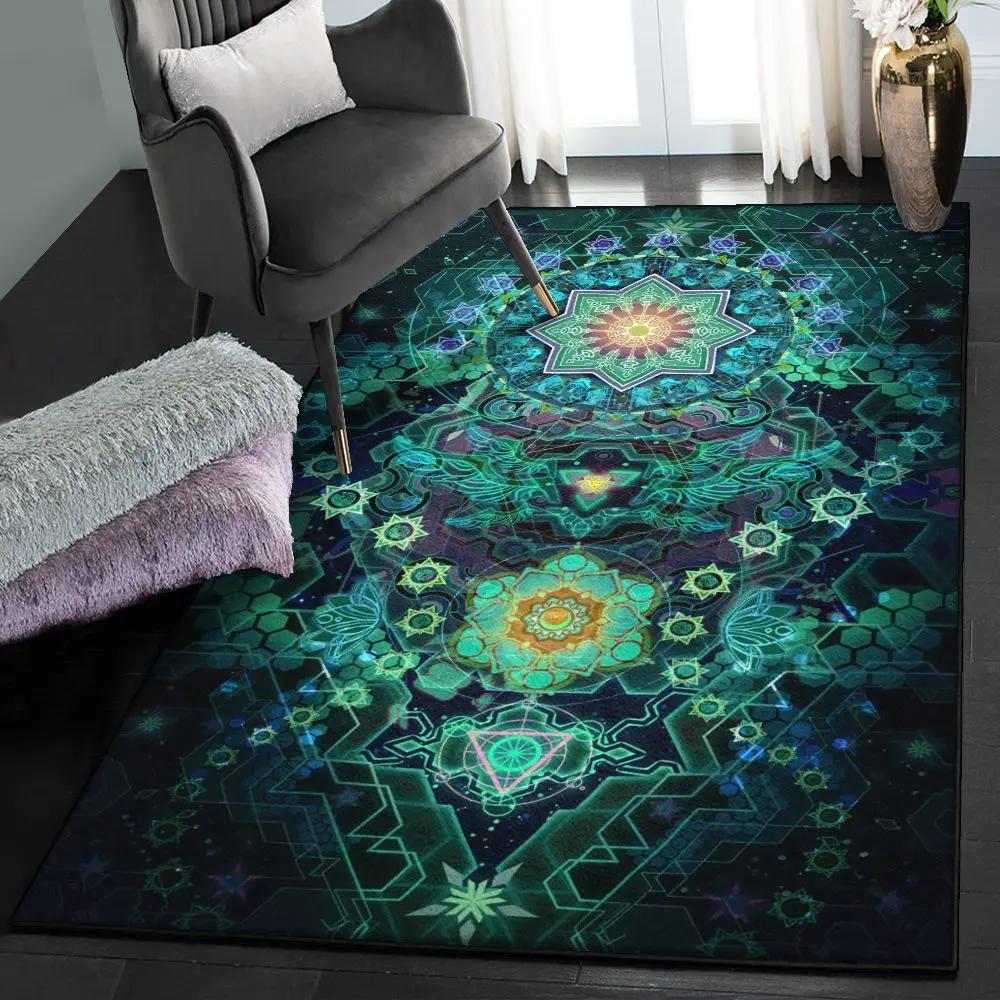 Washable area rugs, psychedelic art rug Rectangle Rug