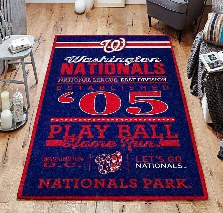Washington nationals area rug living room rug mlb team logo rug v4250 Rectangle Rug