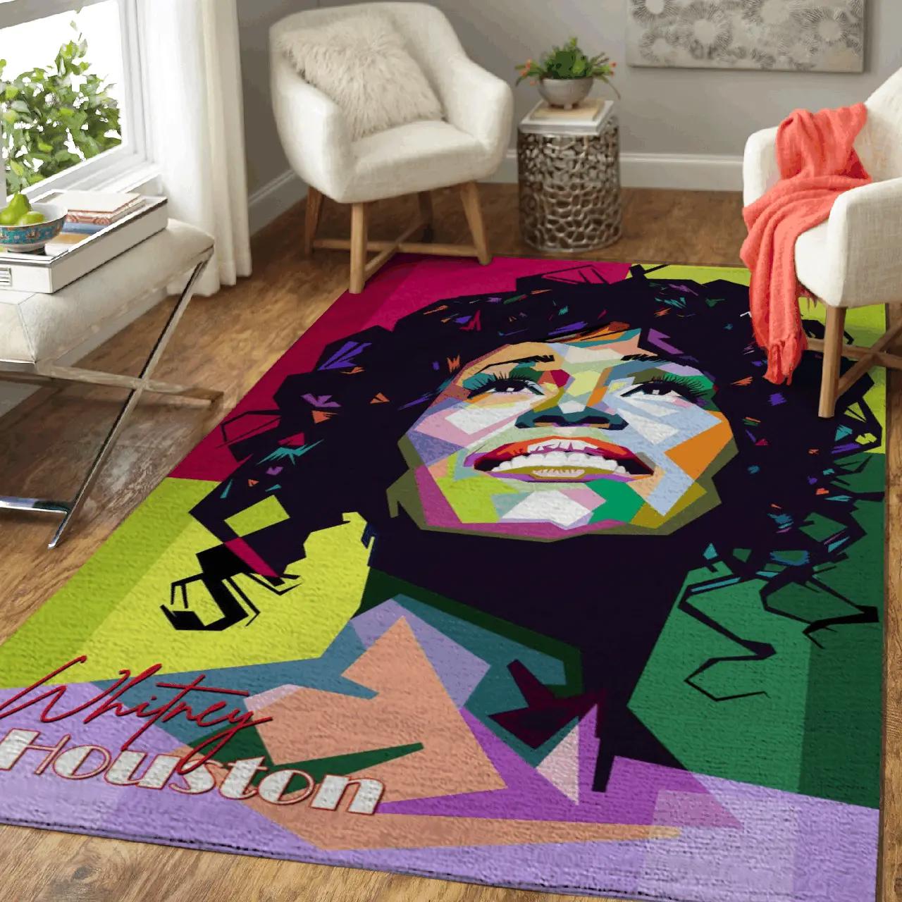 Whitney houston american music singer pop art area rug area rug living room carpet rug regtangle carpet floor decor home decor Rectangle Rug