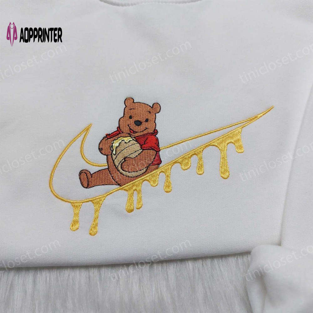 Winnie pooh disney embroidered hoodie – custom nike swoosh sweatshirt Embroidered Shirt