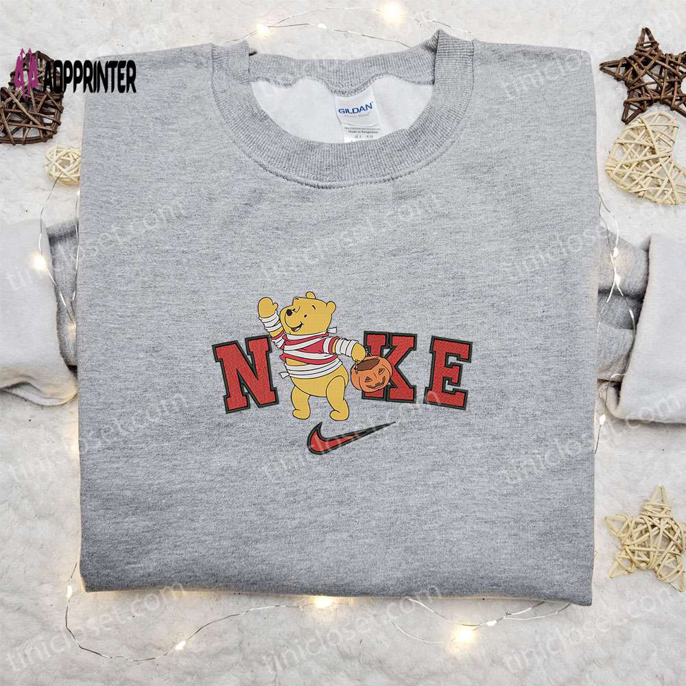Winnie the pooh mummy halloween x nike embroidered sweatshirt: best disney characters shirt perfect halloween gift Embroidered Shirt