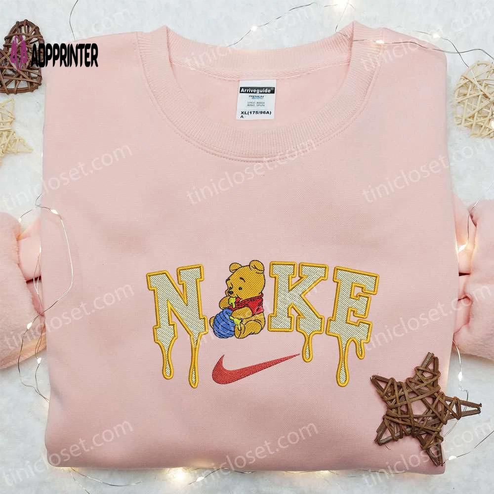 Winnie the pooh x nike cartoon embroidered shirt: best nike-inspired gift for family Embroidered Shirt