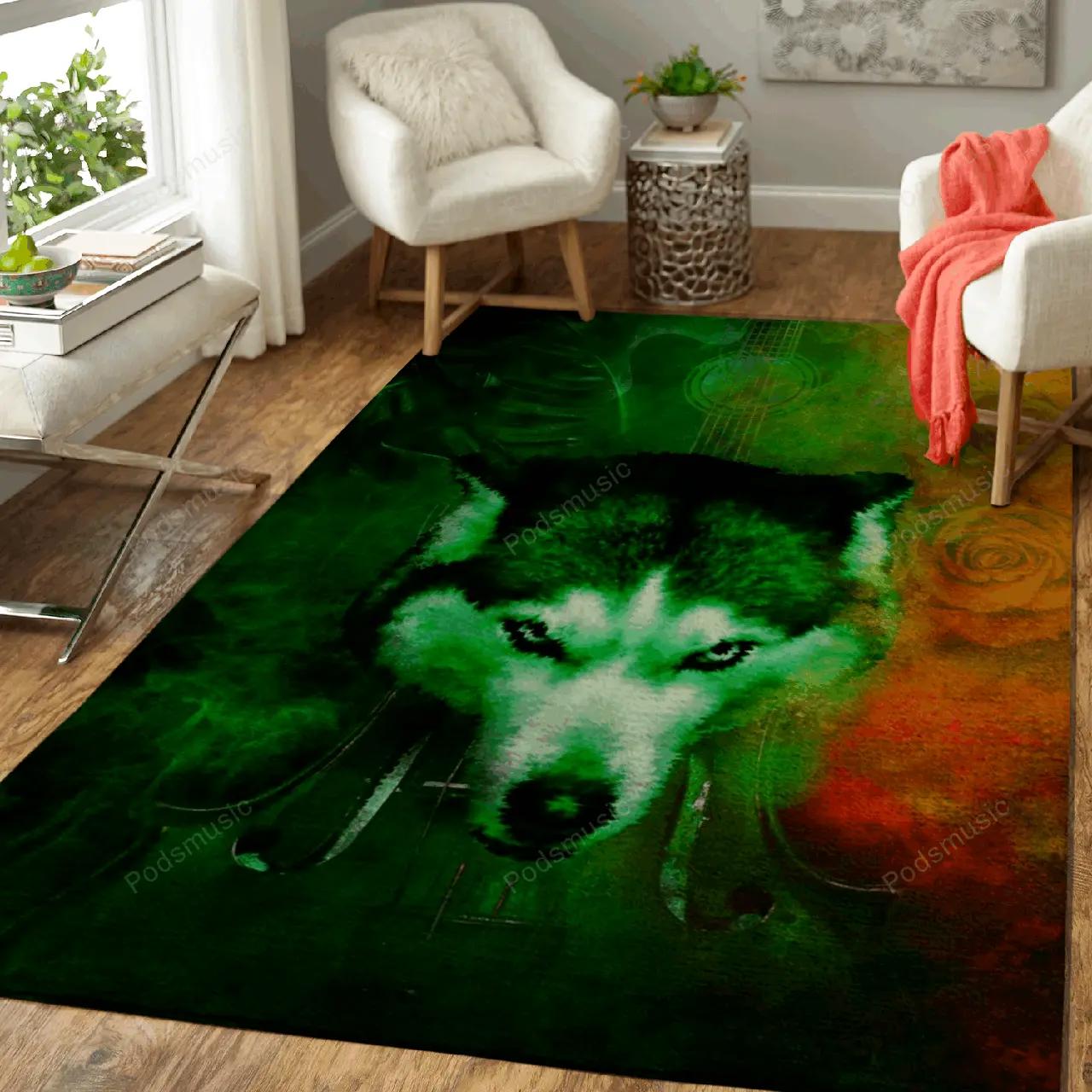 Wolf violin music animal art art for fans area rug living room carpet rug regtangle carpet floor decor home decor Rectangle Rug