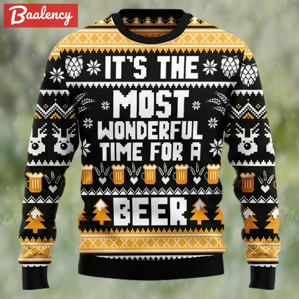 Wonderful time for a beer ugly christmas sweater, faux wool sweater, international beer day, gifts for beer lovers, best christmas gifts for 2022 ? prinvity Christmas Ugly Sweater