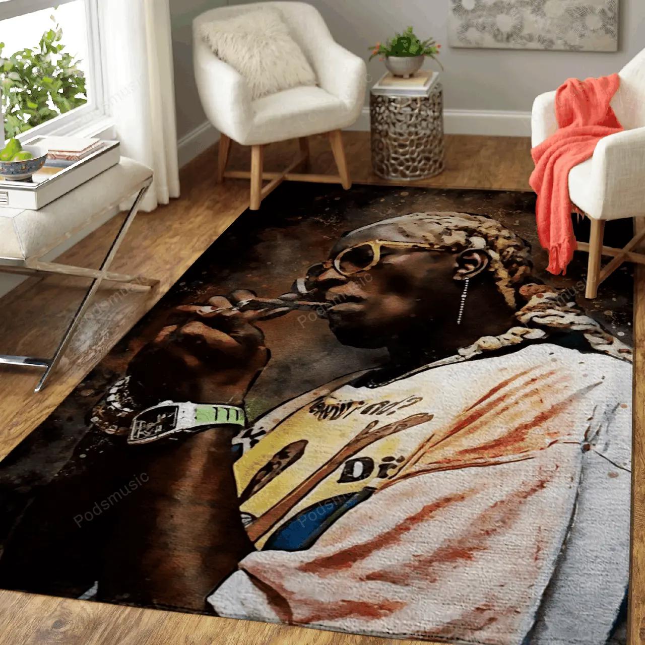 Young thug rapper music world art for fans area rug living room carpet rug regtangle carpet floor decor home decor Rectangle Rug