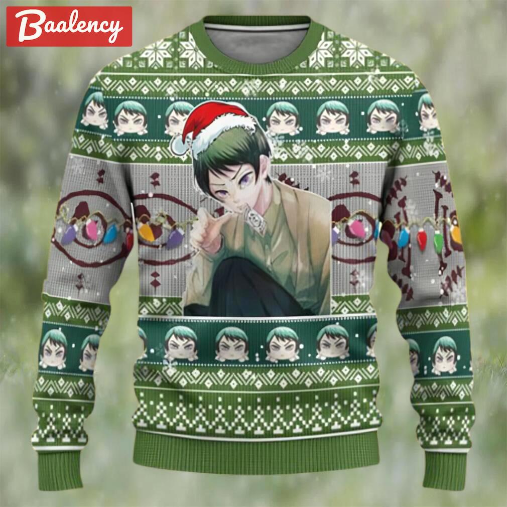 Yushiro red demon slayer chibi demon slayer ugly christmas sweater Christmas Ugly Sweater