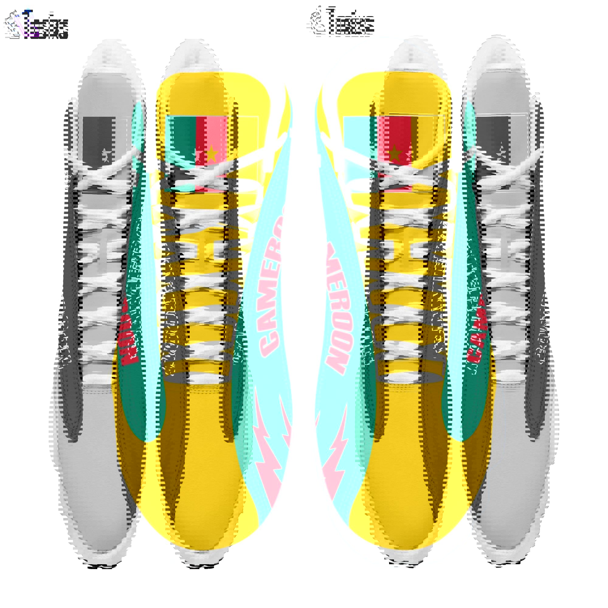 Personalized coat of arms of cameroon yellow green custom air jordan 13 shoes